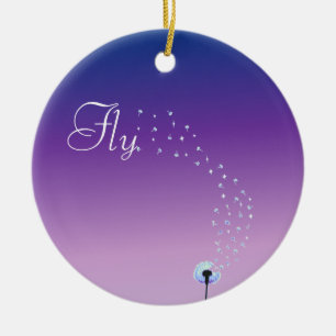 Fliege wenig Löwenzahnsamen - lila Keramik Ornament