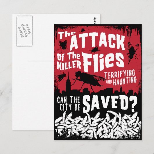 Fliegen Angriff! Postkarte (Vorne/Hinten)