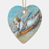 FLIEGEN-ANKÜNDIGUNGS-ENGEL, BLAUES WEIHNACHTSherz Keramikornament (Links)