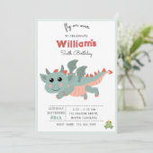 Fliegen auf über Dragon Boy Kindergeburtstag Party Einladung (Stehend Vorderseite)