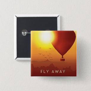 Fliegen Away Heißluftballon Abend Himmel Button