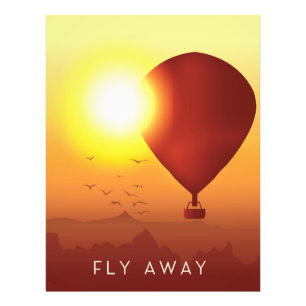 Fliegen Away Heißluftballon Abend Himmel Fotodruck