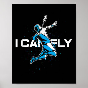 Fliegen Badminton Spieler Shuttle Trainer Racket S Poster