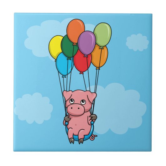 Fliegen-Ballon-Schwein Fliese (Vorderseite)