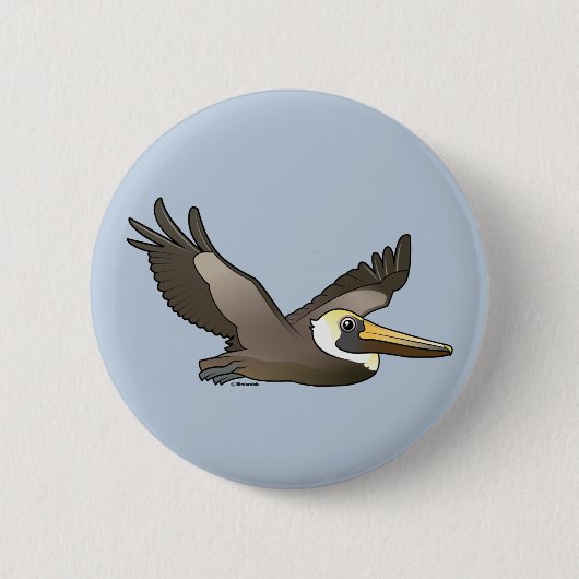 Fliegen-Brown-Pelikan Button (Vorderseite)