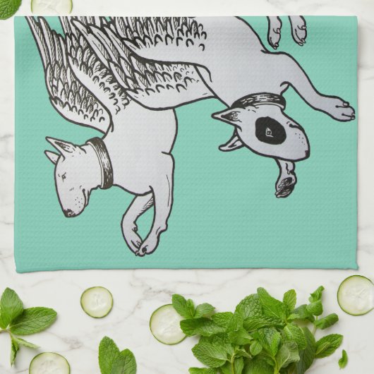 Fliegen-Bullterrier-Tee-Tuch Geschirrtuch (Gefaltet)