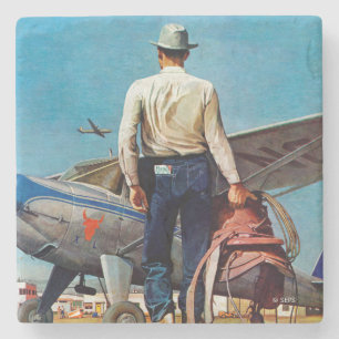 Fliegen-Cowboy durch Met Schaeffer Steinuntersetzer