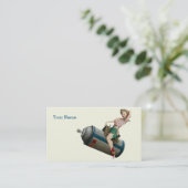 Fliegen-Cowgirl V2 Visitenkarte (Stehend Vorderseite)