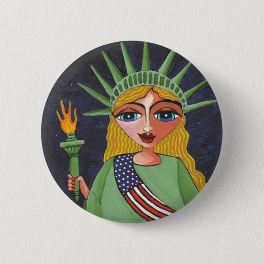 Fliegen-Dame Liberty - Knopf Button (Vorderseite)
