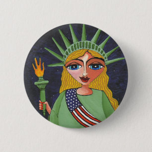 Fliegen-Dame Liberty - Knopf Button