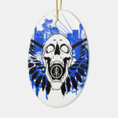 Fliegen-Disc-Golf-Schädel Keramikornament (Links)