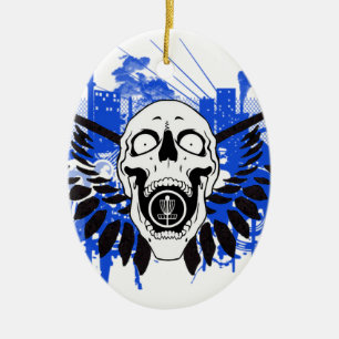 Fliegen-Disc-Golf-Schädel Keramikornament