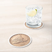 Fliegen-Eagle-Penny Runder Pappuntersetzer (Vor Ort)