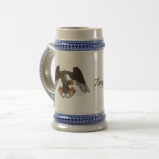 Fliegen Eagle Stein Bierglas (Vorderseite Links)