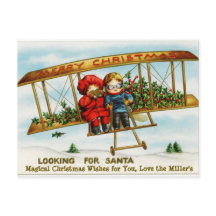 Fliegen einer alten Vintage-Flugzeug-Postkarte