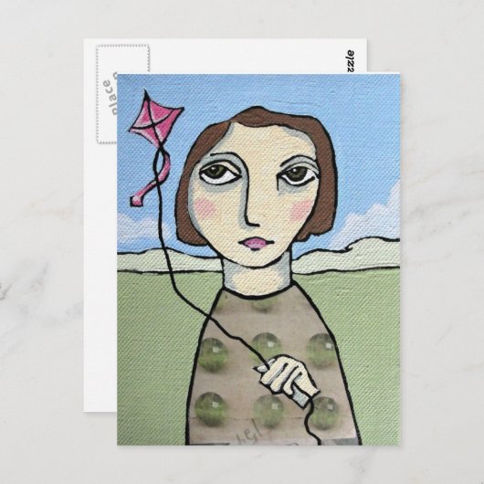 Fliegen eines Drachen Postkarte (Vorne/Hinten)