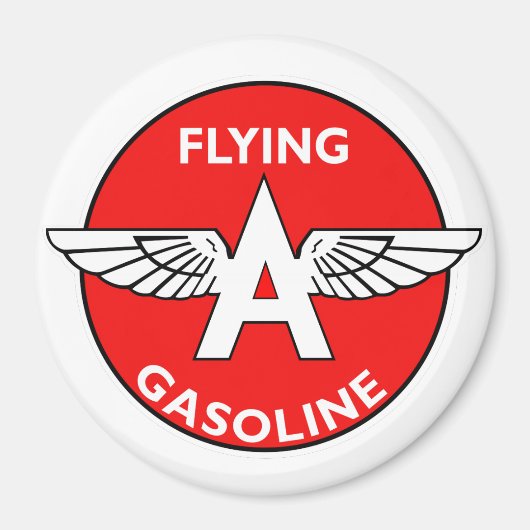 Fliegen eines Vintagen Zeichens des Benzins Magnet (Vorne)