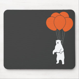 Fliegen-Eisbär mit Geburtstags-Ballonen Mousepad