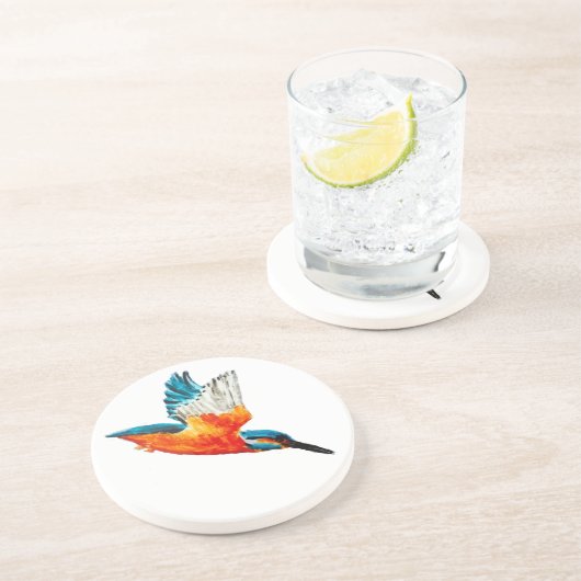 Fliegen-Eisvogel-Kunst Sandstein Untersetzer (Seite)