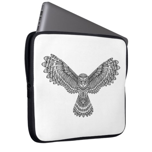 Fliegen-Eule Zendoodle Laptopschutzhülle (Vorne Rechts)