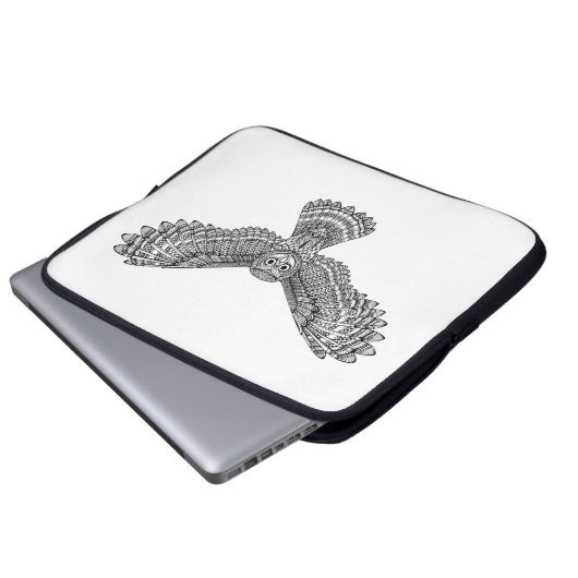 Fliegen-Eule Zendoodle Laptopschutzhülle (Vorne Knopf)