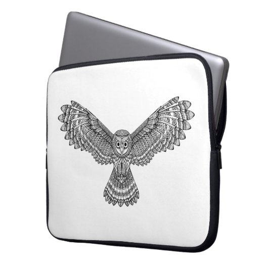 Fliegen-Eule Zendoodle Laptopschutzhülle (Vorderseite Links)