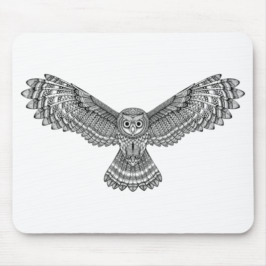 Fliegen-Eule Zendoodle Mousepad (Vorne)