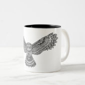 Fliegen-Eule Zendoodle Zweifarbige Tasse (VorderseiteRechts)