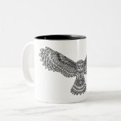 Fliegen-Eule Zendoodle Zweifarbige Tasse (Vorderseite Links)