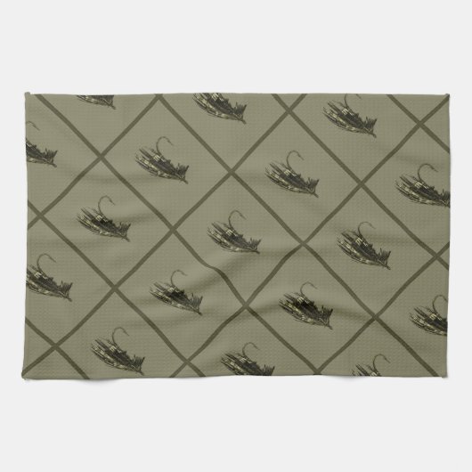 Fliegen-Fischen-Kunst Geschirrtuch (Horizontal)