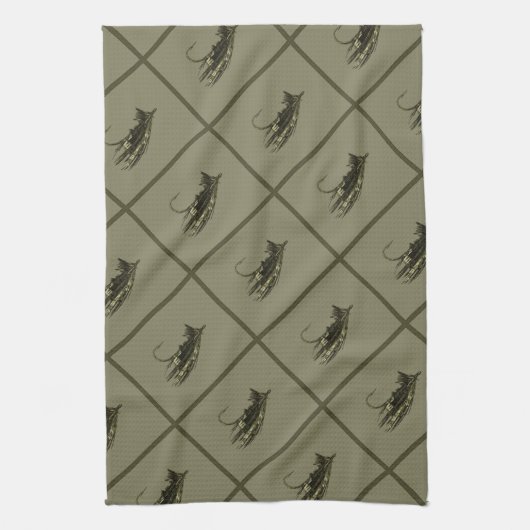 Fliegen-Fischen-Kunst Geschirrtuch (Vertikal)