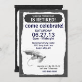 Fliegen-Fischen-Ruhestands-Feier Einladung (Vorne/Hinten)