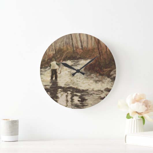Fliegen-Fischen-runde Uhr (Zuhause)
