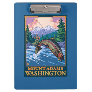 Fliegen-Fischen-Szene - Berg Adams, Washington Klemmbrett