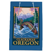 Fliegen-Fischen-Szene - Clackamas, Oregon Mittlere Geschenktüte (Rückseite)
