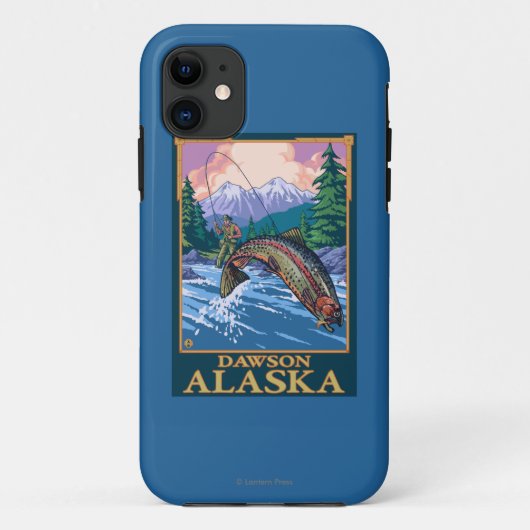 Fliegen-Fischen-Szene - Dawson, Alaska Case-Mate iPhone Hülle (Rückseite)