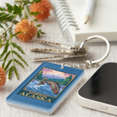 Fliegen-Fischen-Szene - Dawson, Alaska Schlüsselanhänger (Vorderseite rechts)