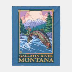 Fliegen-Fischen-Szene - Gallatin-Fluss, Montana Fleecedecke