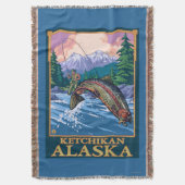 Fliegen-Fischen-Szene - Ketchikan, Alaska Decke (Vorderseite Vertikal)