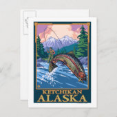 Fliegen-Fischen-Szene - Ketchikan, Alaska Postkarte (Vorne/Hinten)
