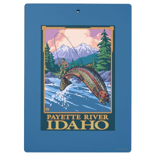Fliegen-Fischen-Szene - Payette Fluss, Idaho Klemmbrett (Rückseite)
