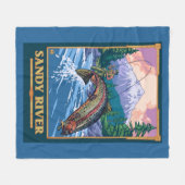 Fliegen-Fischen-Szene - Sandy-Fluss, Oregon Fleecedecke (Vorderseite (Horizontal))