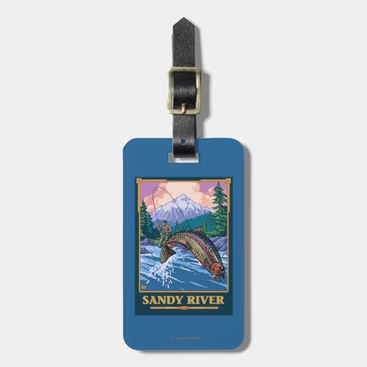 Fliegen-Fischen-Szene - Sandy-Fluss, Oregon Gepäckanhänger (Vorderseite vertikal)