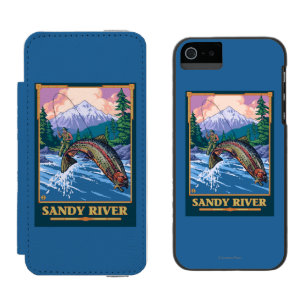 Fliegen-Fischen-Szene - Sandy-Fluss, Oregon Incipio Watson™ iPhone 5 Geldbörsen Hülle