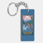 Fliegen-Fischen-Szene - Sandy-Fluss, Oregon Schlüsselanhänger (Vorderseite links)