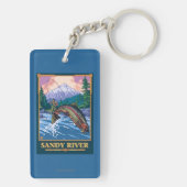 Fliegen-Fischen-Szene - Sandy-Fluss, Oregon Schlüsselanhänger (Rückseite)