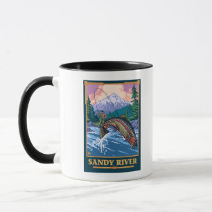 Fliegen-Fischen-Szene - Sandy-Fluss, Oregon Tasse