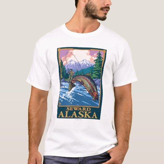 Fliegen-Fischen-Szene - Seward, Alaska T-Shirt (Vorderseite)