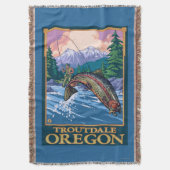 Fliegen-Fischen-Szene - Troutdale, Oregon Decke (Vorderseite Vertikal)