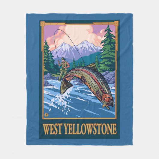 Fliegen-Fischen-Szene - WestYellowstone Fleecedecke (Vorderseite)